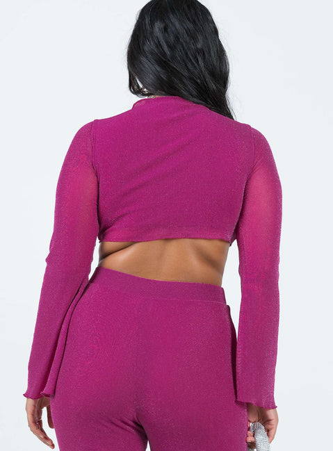 product Princess Polly Three Fourth Sleeves Asymmetric Neckline  Thelma Tie Top Pink