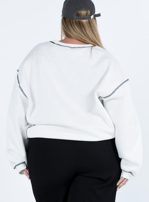 back view of model wearing Princess Polly Portland Oversized Sweatshirt White Curve regular 
