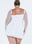 Princess Polly Sweetheart Neckline  Ashwood Lace Sleeve Mini Dress White Curve