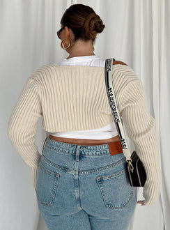 Aytan Bolero Sweater Beige Curve Princess Polly  Cropped 