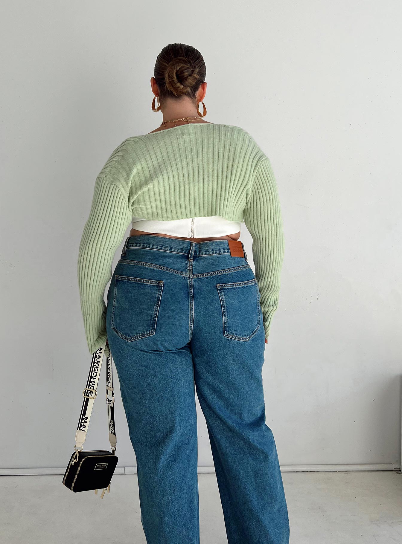 Aytan Bolero Sweater Green Curve Cropped 