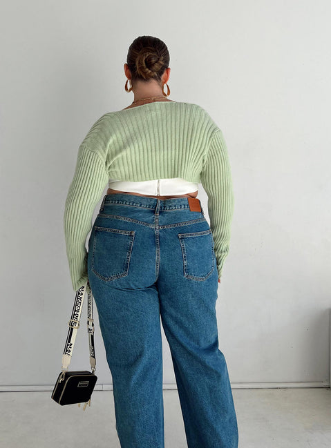 Aytan Bolero Sweater Green Curve Cropped 