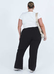 Princess Polly mid-rise  Allen Ribbed Pants Black Curve