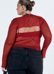 product Princess Polly Full Sleeves Square Neck  Tallah Two Piece Bolero Top Red Curve