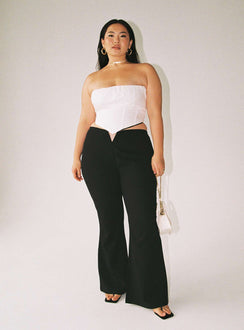 front view of model wearing Princess Polly Lovey Pants Black Curve 