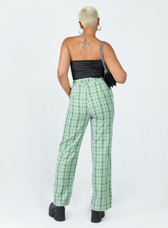 back view of model wearing Princess Polly Wiluna Pants Green 