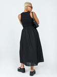 back view of model wearing Princess Polly Leonie Maxi Skirt Black 