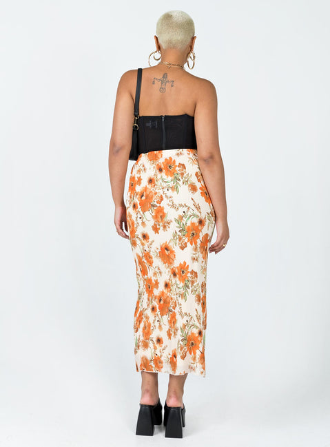 back view of model wearing Princess Polly Amoura Midi Skirt Multi 