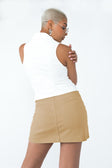 back view of model wearing Princess Polly Chaya Top White Sleeveless V-Neck 