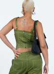 product Princess Polly Sleeveless Square Neck  Phena Contrast Corset Top Green