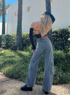 product Princess Polly Low Rise Jeans  Randle Cargo Jeans Mid Wash Denim