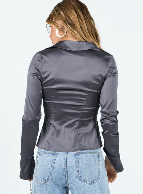 product Princess Polly Full Sleeves High Neck  Mittara Long Sleeve Top Slate