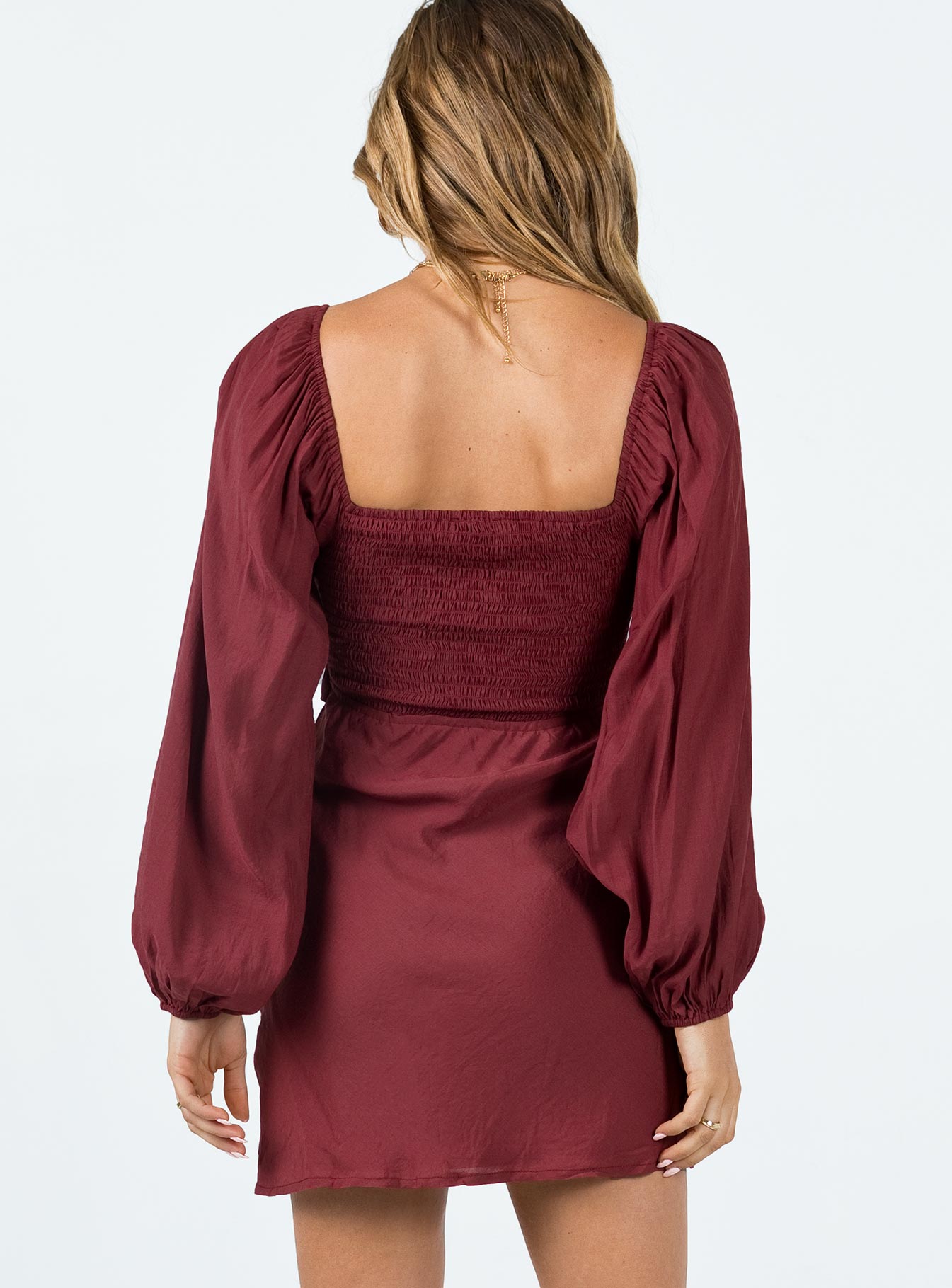 product Princess Polly Plunger  Nakita Long Sleeve Mini Burgundy