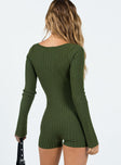 Long sleeve romper Rib knit material Scoop neck