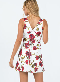 product Princess Polly Sweetheart Neckline  Nellie Mini Dress White / Red Floral