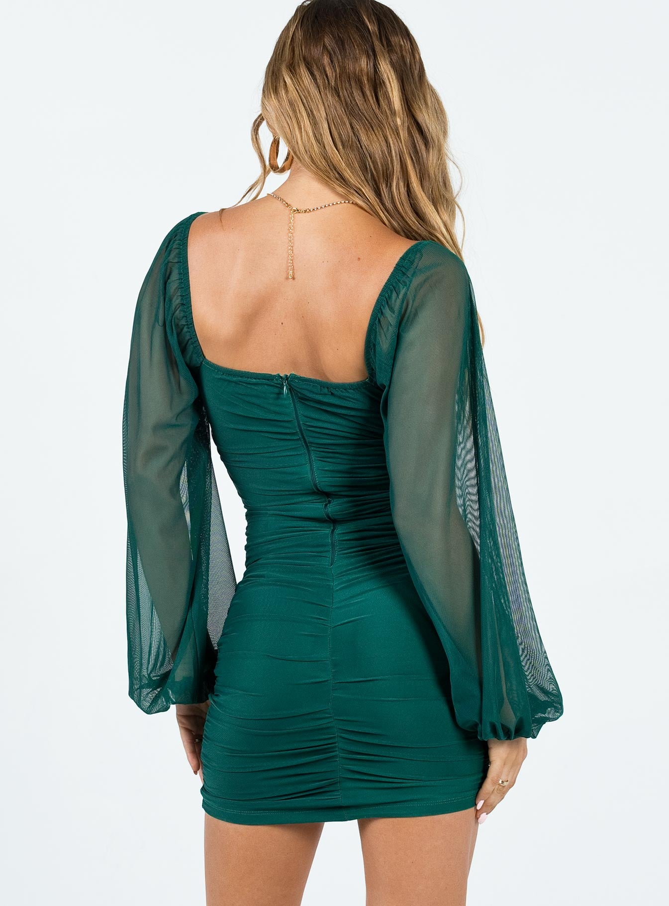 product Princess Polly Crew Neck  Corbett Long Sleeve Mini Dress Teal