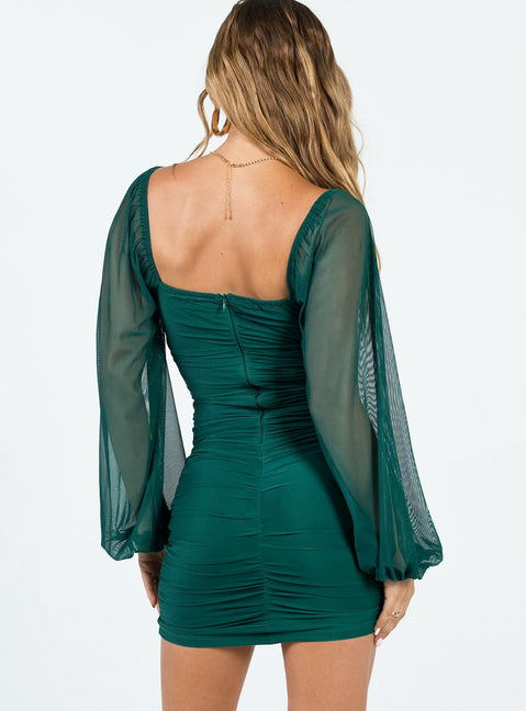 product Princess Polly Crew Neck  Corbett Long Sleeve Mini Dress Teal