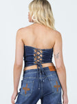 product Princess Polly Sleeveless High Neck  Flaming Denim Tube Top Dark Indigo