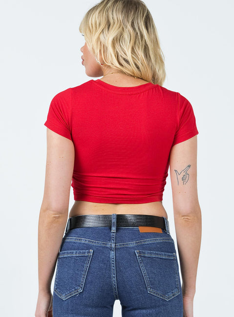 product Princess Polly Short Sleeves Crew Neck  Boots Chaps Tee Red