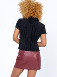 back view of model wearing Princess Polly Delancey Mini Skirt Burgundy 