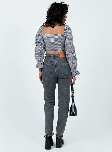 product Princess Polly High Waisted  Connecticut Straight Leg Jeans Washed Black