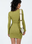 product Princess Polly Square Neck Square Neck Square Neck  Dianne Long Sleeve Mini Dress Olive