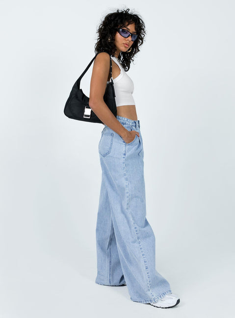 product Princess Polly High Waisted  Bakali Wide Leg Jeans Light Wash