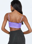 back view of model wearing Princess Polly Ebonie Top Purple 