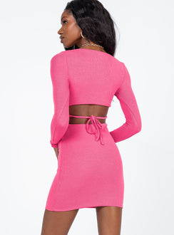 back view of model wearing Princess Polly Nolan Mini Dress Pink 