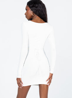 back view of model wearing Princess Polly Noa Mini Dress White 
