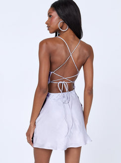 back view of model wearing Princess Polly Celena Mini Dress Ivory 