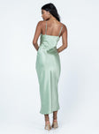 back view of model wearing Princess Polly Danica Maxi Dress Green Scoop Neck 