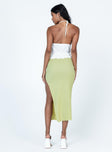 back view of model wearing Princess Polly The Chad Maxi Skirt Green Midi Skirts 