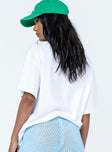 back view of model wearing Princess Polly Bahamas Tee White Short Sleeve High Neck 