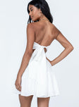 back view of model wearing Princess Polly Love Affair Mini Dress White Square Neck 