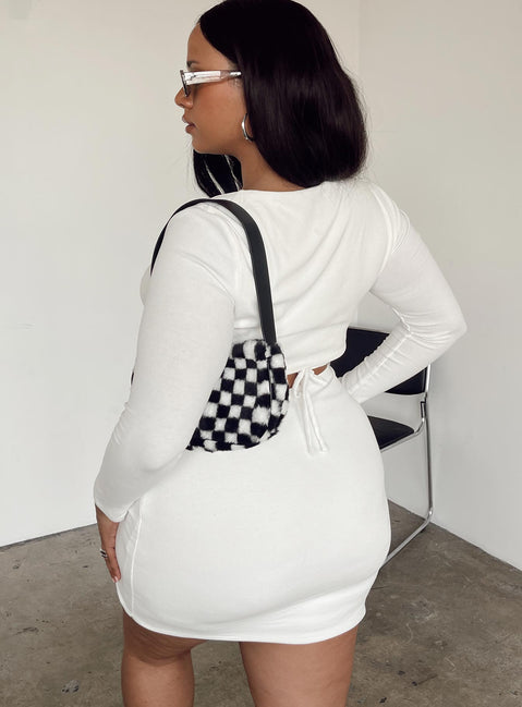 back view of model wearing Princess Polly Nolan Mini Dress White Curve 