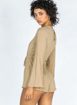 Aiken Long Sleeve Beige Romper