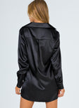 product Princess Polly High Neck  90210 Satin Shirt Mini Dress Black