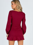 back view of model wearing Princess Polly The Villa Mini Dress Square Neck 