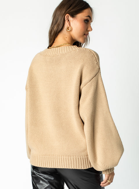 back view of model wearing Princess Polly Harmony Sweater Brown 