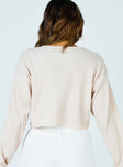 Mia Cropped Henley Sweatshirt Beige