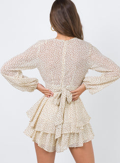 String Of Love Romper Beige