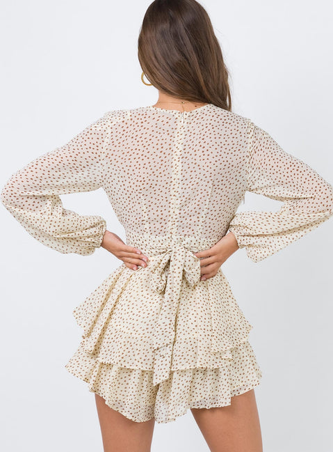String Of Love Romper Beige