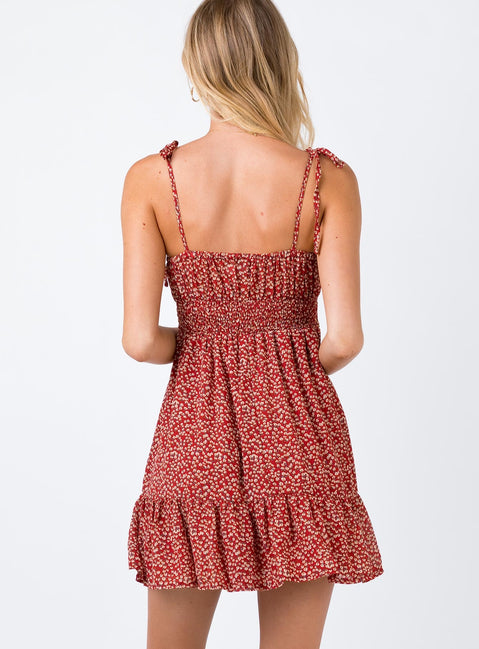 product Princess Polly Square Neck  The Bonnie Mini Dress Maroon