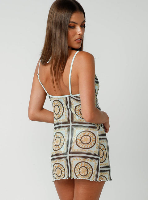 back view of model wearing Princess Polly Jagger & Stone Paris Mini Dress Green 