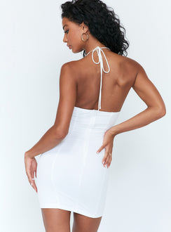 back view of model wearing Princess Polly Nova Mini Dress White 