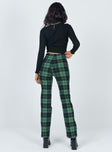 back view of model wearing Princess Polly Zara Pant Green Check 