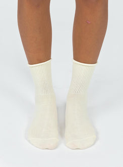 Sock pack Three pairs Crew style Ribbed cuff Good stretch 