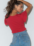 back view of model wearing Princess Polly Jamison Reid Crop Top Red 