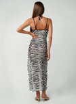 back view of model wearing Princess Polly Jagger & Stone Paris Maxi Dress Black / White 